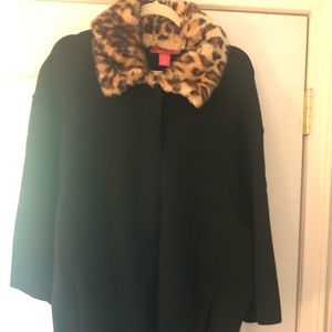 2x Black Leopard Catherine Malandrino sweater coat